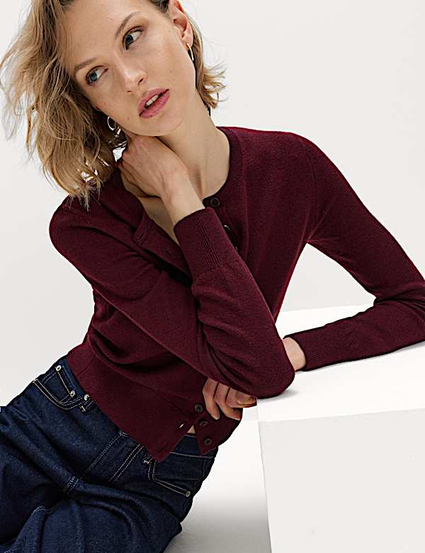 Air-Yarn Crew Neck Short Cardigan
