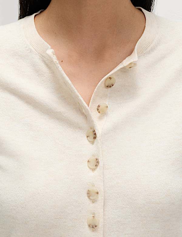 Air-Yarn Crew Neck Short Cardigan - US