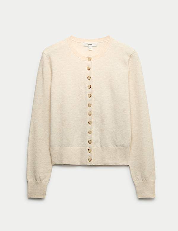 Air-Yarn Crew Neck Short Cardigan - US