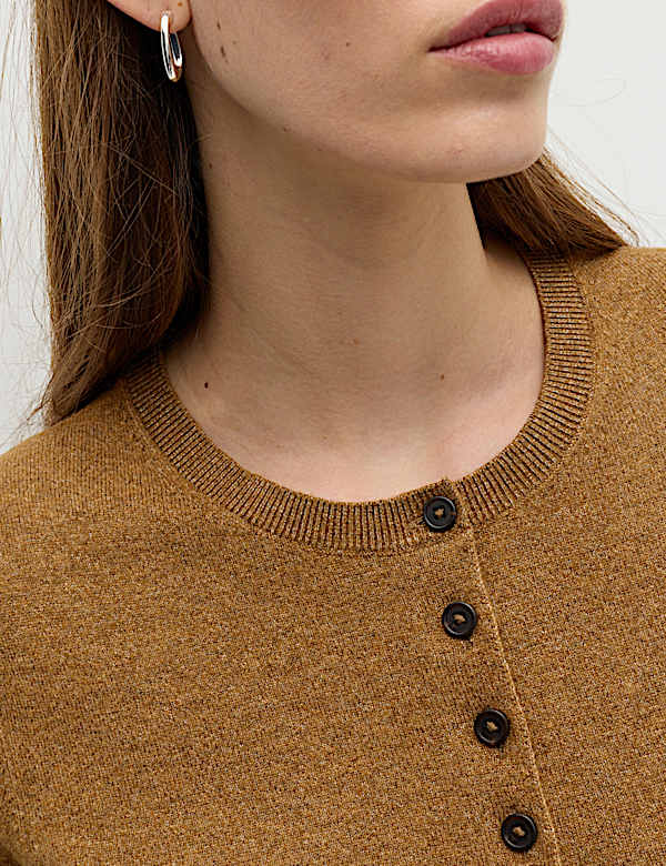 Air-Yarn Crew Neck Short Cardigan