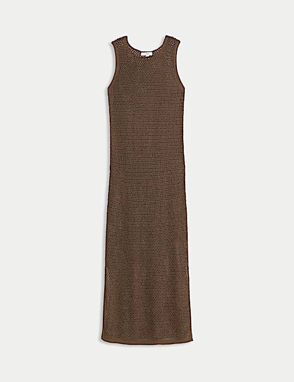 Cotton Blend Knitted Textured Midi Beach Dress - CH