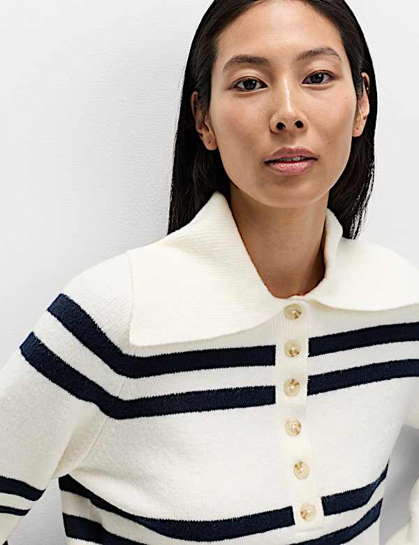 Collared Striped Jumper with Cotton - DK