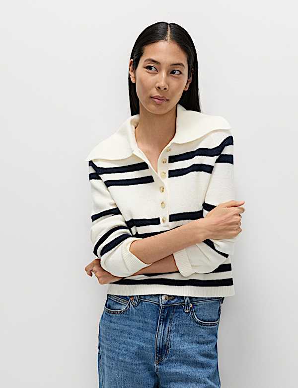 Collared Striped Jumper with Cotton - DK