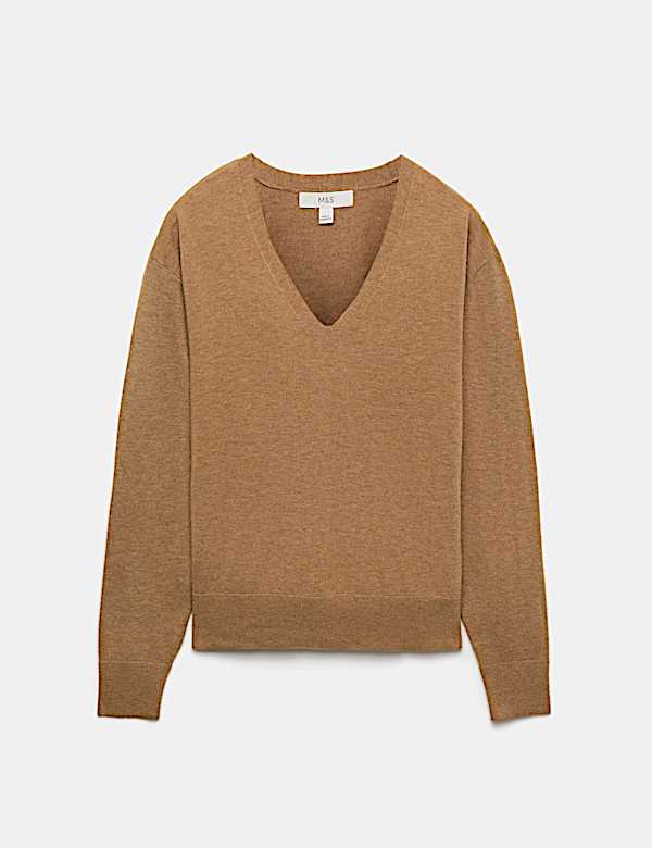 V Neck Relaxed Jumper with Wool - UA