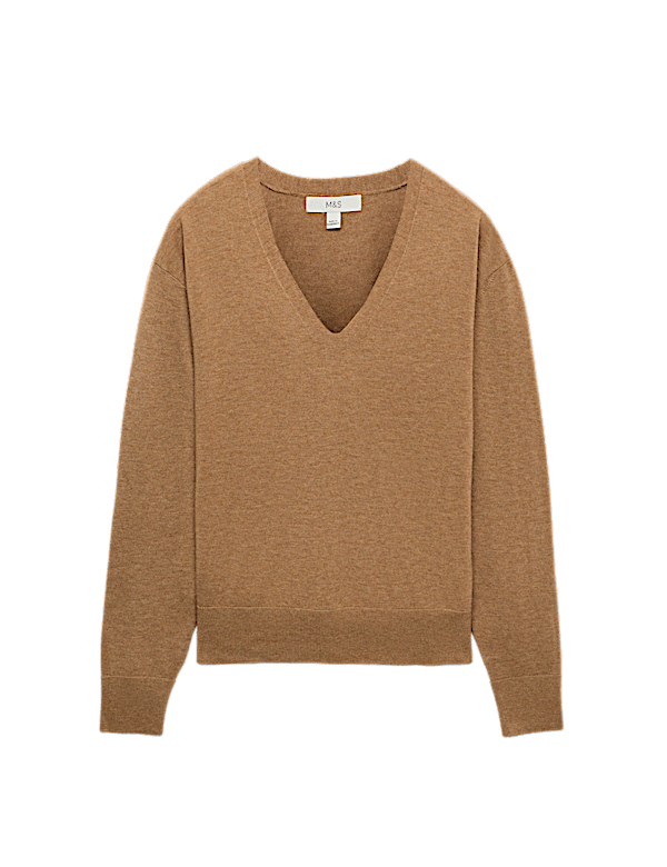 V Neck Relaxed Jumper with Wool