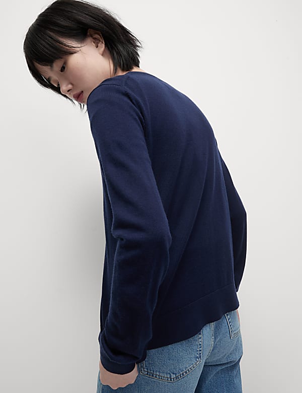 Pure Merino Wool Crew Neck Cardigan - GR