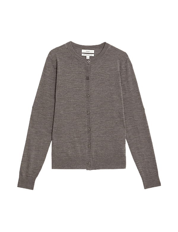 Pure Merino Wool Crew Neck Cardigan
