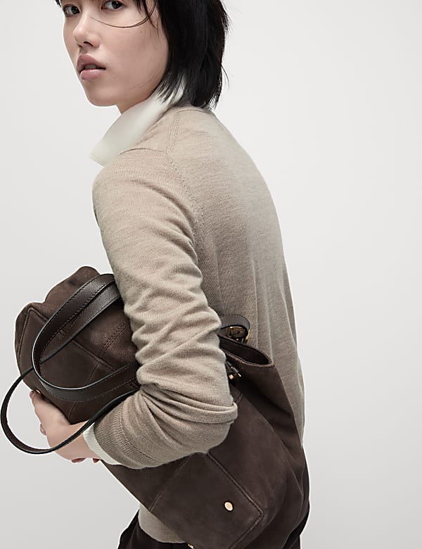 Pure Merino Wool Crew Neck Cardigan - JE