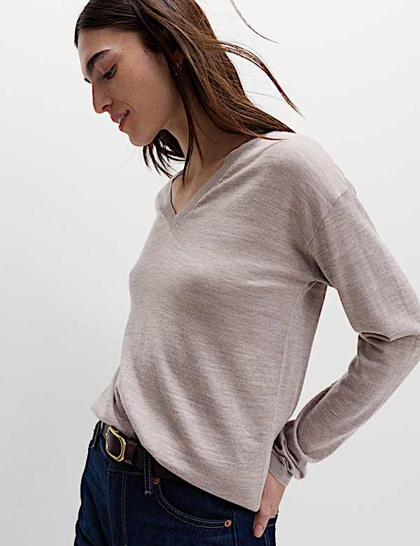 Pure Merino Wool V-Neck Jumper - JP