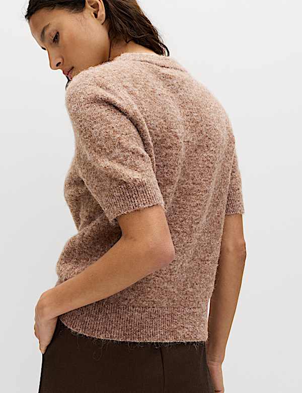 Top coupe cintr&eacute;e en maille textur&eacute;e avec laine - CH