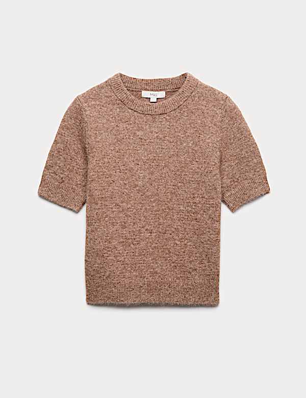 Top coupe cintr&eacute;e en maille textur&eacute;e avec laine - CH