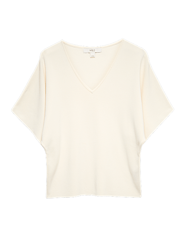 V-Neck Waisted Slim Fit Knitted Top