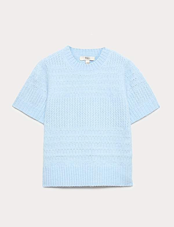 Pointelle Knitted Top With Wool - BN