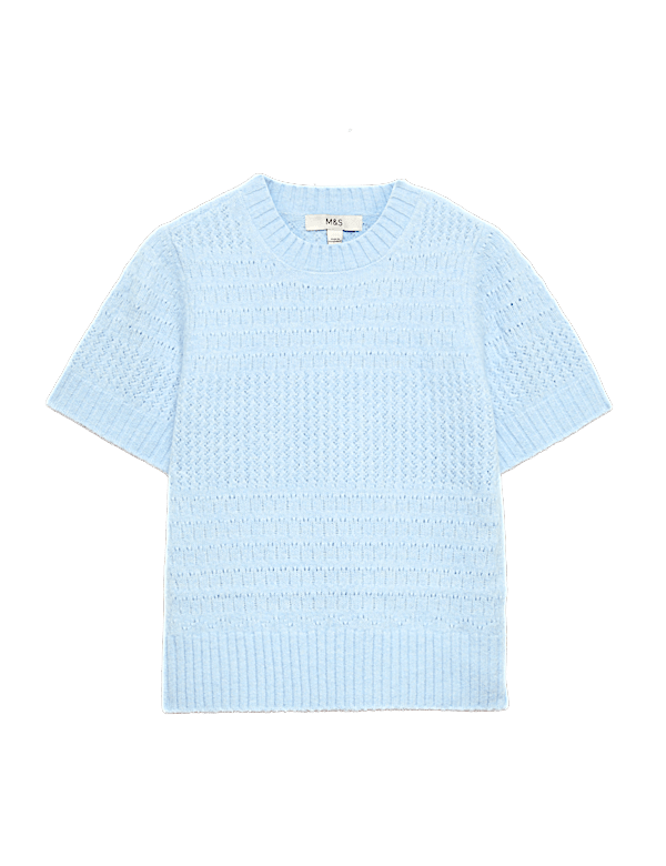 Pointelle Knitted Top With Wool