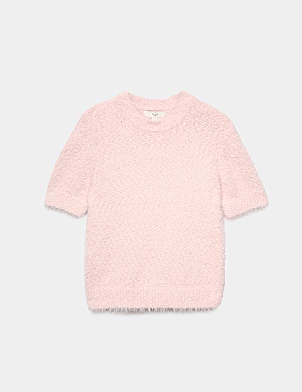 Textured Crew Neck Slim Fit Knitted Top - JE
