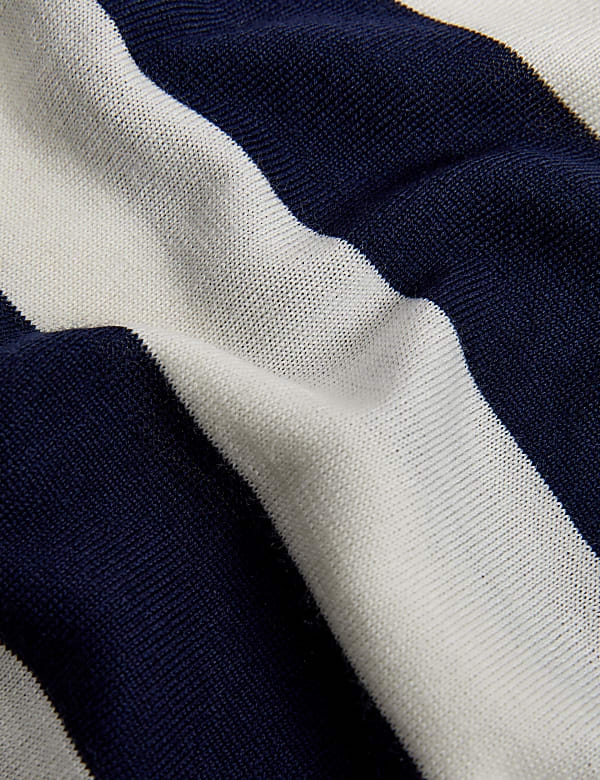 Pure Merino Wool Striped Collared Jumper