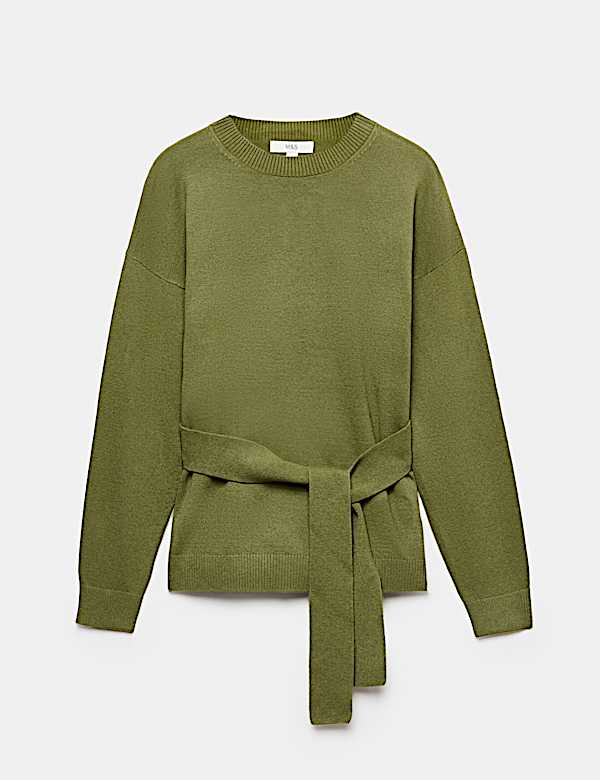 Tie Front Crew Neck Relaxed Jumper - BN