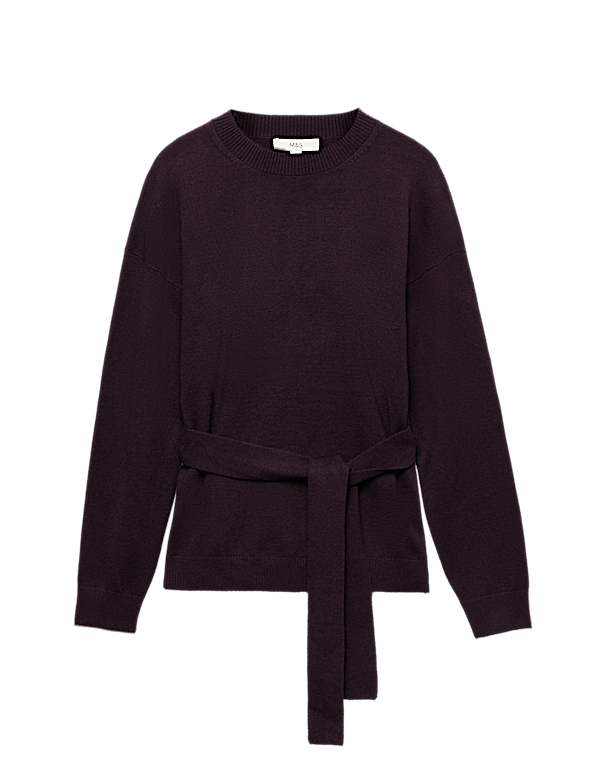 Tie Front Crew Neck Relaxed Jumper