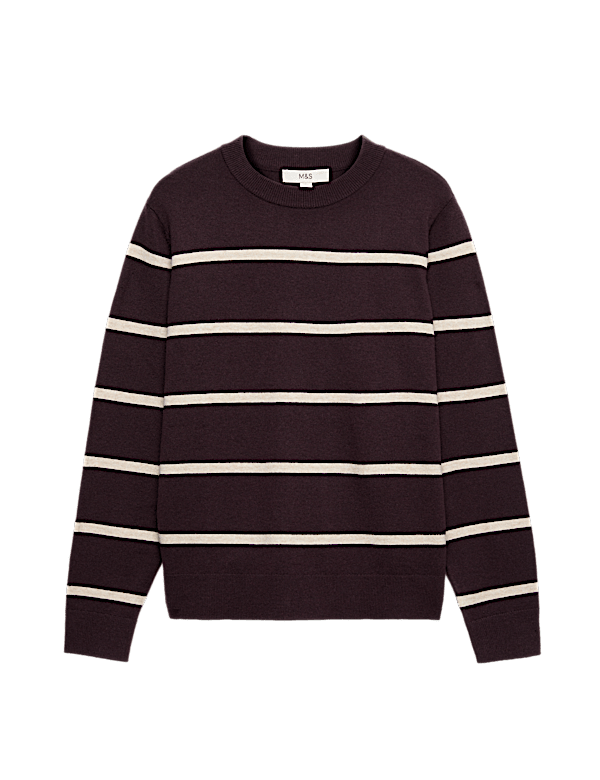 Air-Yarn Striped Crew Neck Jumper