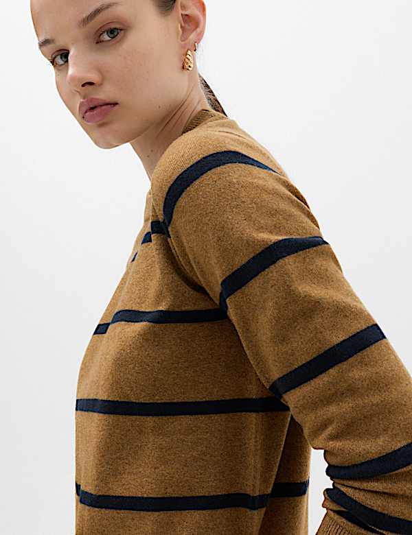 Air-Yarn Striped Crew Neck Jumper