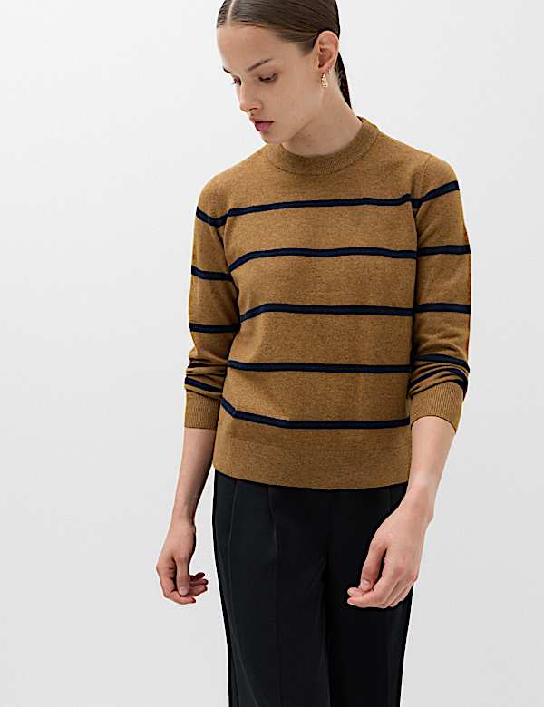 Air-Yarn Striped Crew Neck Jumper