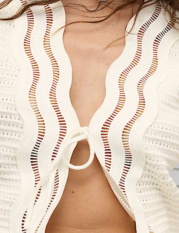 Cotton Rich Lace Detail Knitted Waistcoat - DK