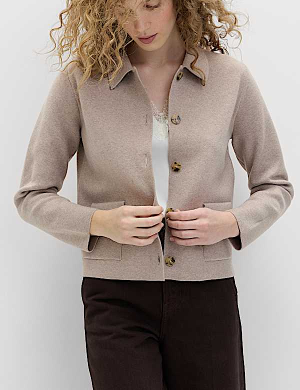 Air-Yarn Pocket Detail Knitted Jacket - ID