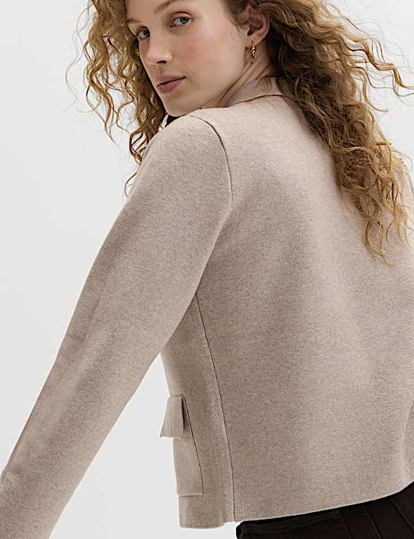 Air-Yarn Pocket Detail Knitted Jacket - ID