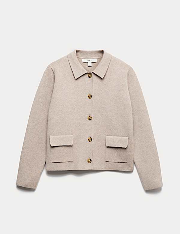 Air-Yarn Pocket Detail Knitted Jacket - ID