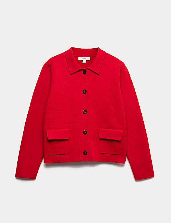 Air-Yarn Pocket Detail Knitted Jacket - JP