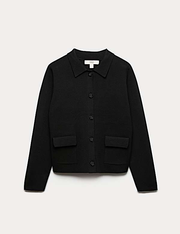 Air-Yarn Pocket Detail Knitted Jacket - NZ