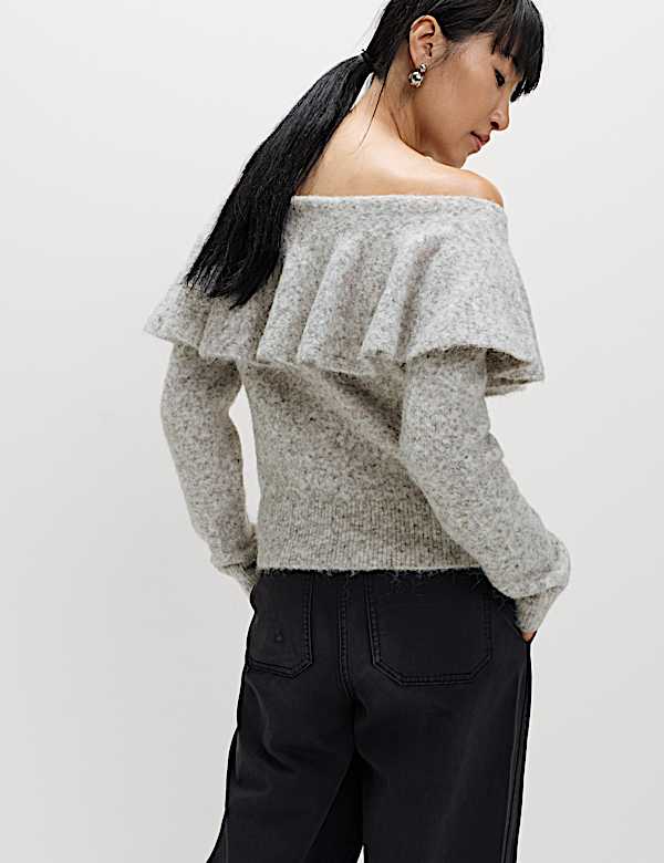 Knitted Bardot Jumper with Alpaca - IT