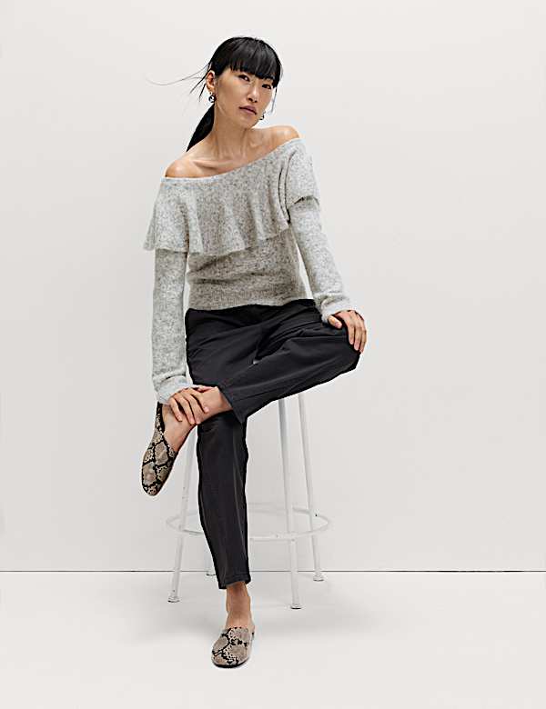 Knitted Bardot Jumper with Alpaca - IT