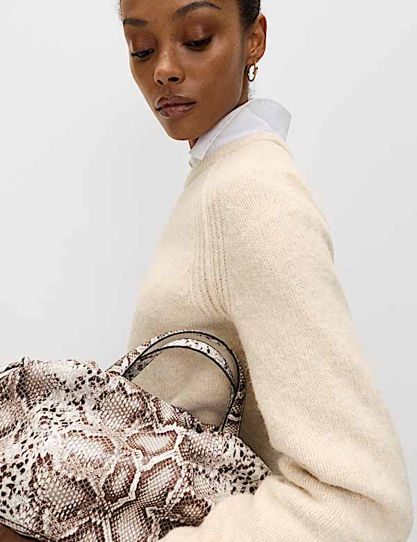 Crew Neck Knitted Dress with Wool - CA