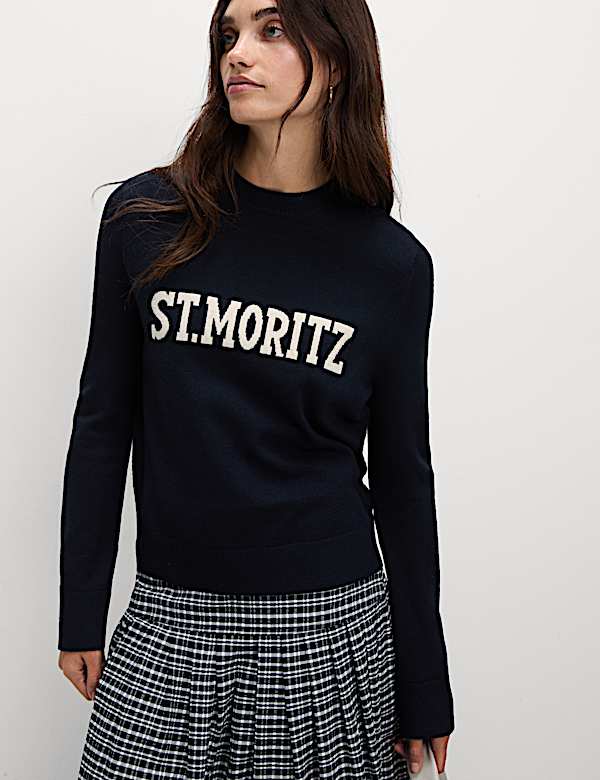 Air-Yarn Slogan Crew Neck Jumper - LT