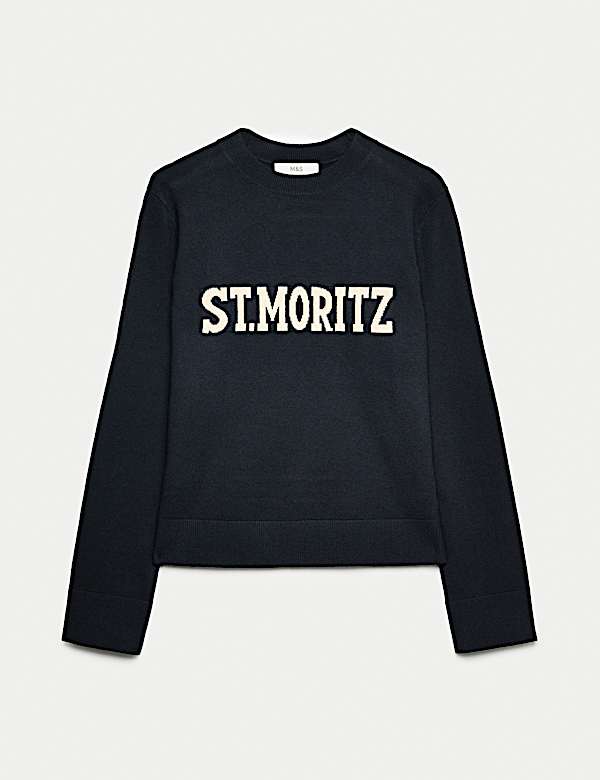 Air-Yarn Slogan Crew Neck Jumper - LT