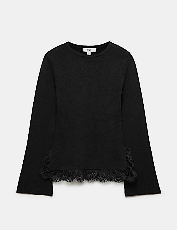 Air-Yarn Lace Hem Slim Fit Jumper - MV