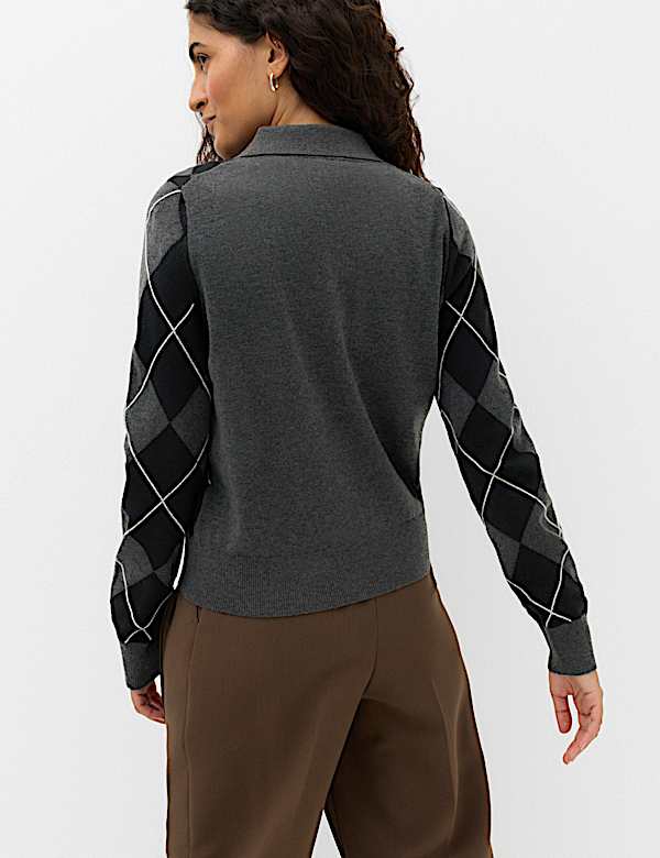 Air Yarn Argyle Polo Jumper - CA