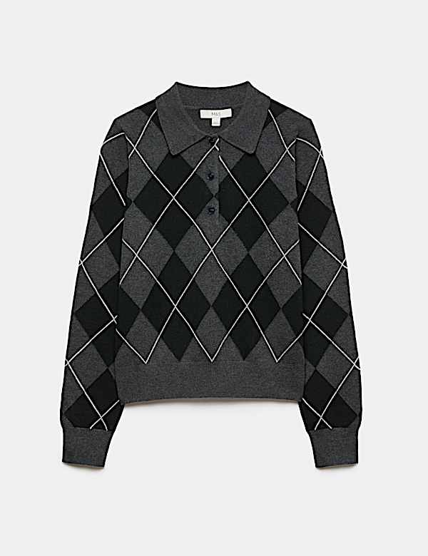 Air Yarn Argyle Polo Jumper - CA