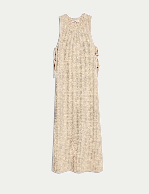 Cotton Rich Knitted Tie Detail Midi Beach Dress - US