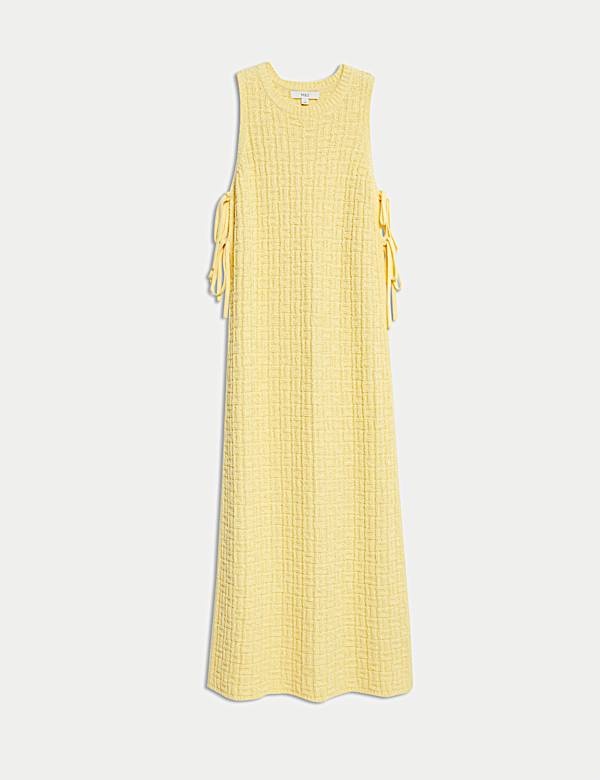 Cotton Rich Knitted Tie Detail Midi Beach Dress - PL
