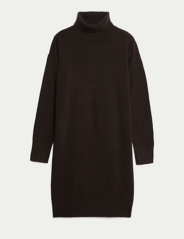 Strick-Pulloverkleid aus Air-Garn mit Rollkragen - DE