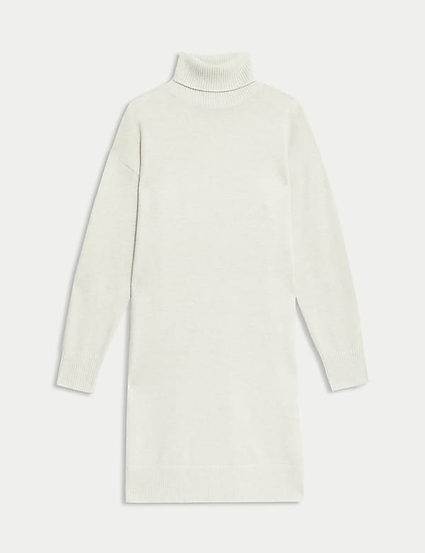 Vestido suéter de punto con cuello vuelto de hilo Air - US