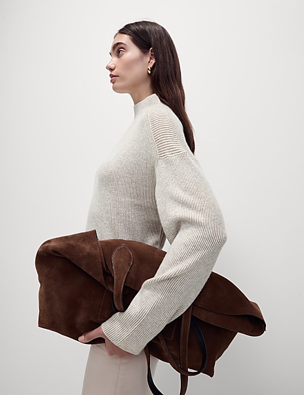 Air-yarn Funnel Neck Relaxed Jumper - NO