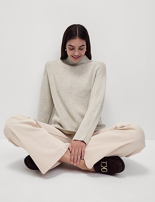 Air-yarn Funnel Neck Relaxed Jumper - NO