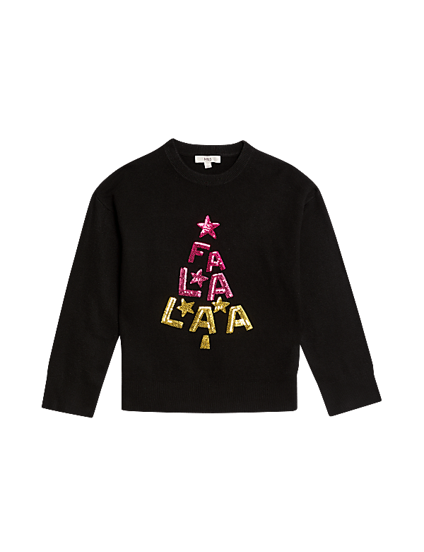 Air-Yarn Sequin 'Falalaa' Christmas Jumper