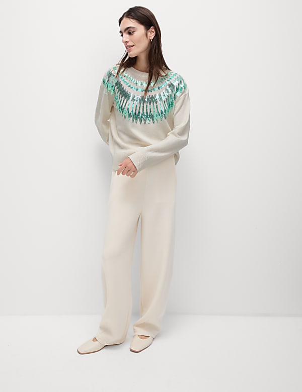 Sequin Fair Isle Relaxed Christmas Jumper - CZ