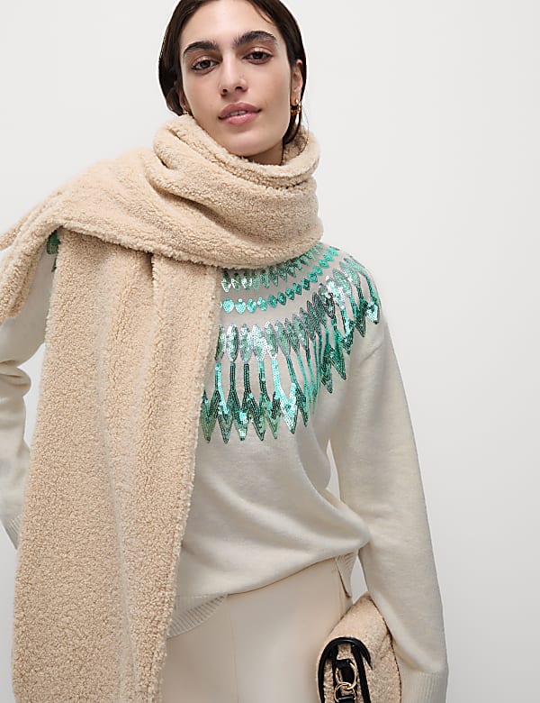 Sequin Fair Isle Relaxed Christmas Jumper - CZ