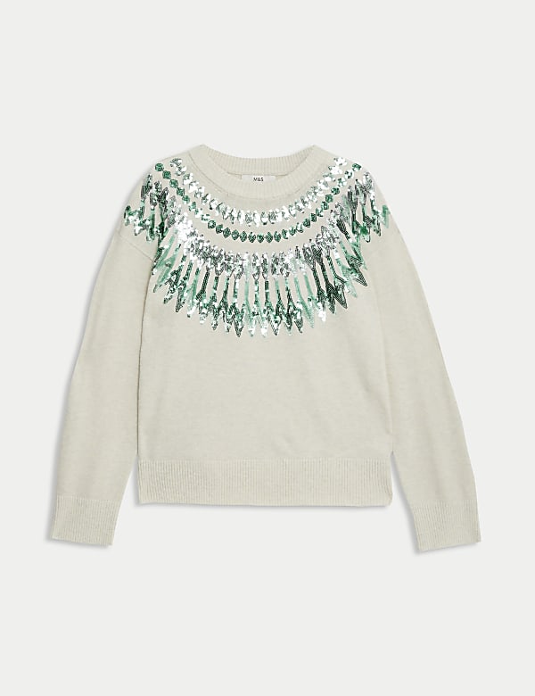 Sequin Fair Isle Relaxed Christmas Jumper - CZ