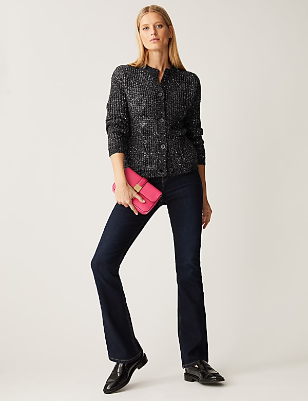 Recycled Blend Sequin Crew Neck Cardigan